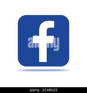 VORONEZH, RUSSIA - JANUARY 31, 2020: Facebook logo blue square icon with shadow Stock Vector