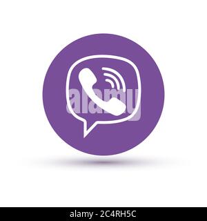VORONEZH, RUSSIA - JANUARY 31, 2020: Viber logo purple round icon with shadow Stock Vector