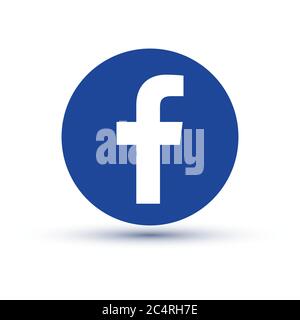 VORONEZH, RUSSIA - JANUARY 31, 2020: Facebook logo blue round icon with shadow Stock Vector