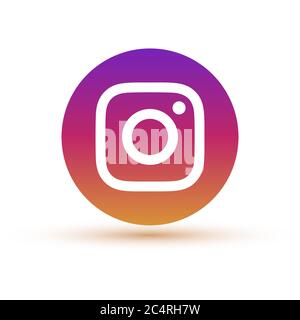 VORONEZH, RUSSIA - JANUARY 31, 2020: Instagram logo round icon with shadow Stock Vector
