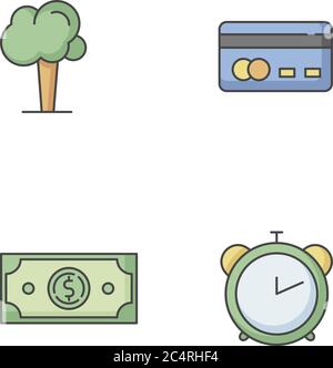 Capital growth RGB color icons set Stock Vector