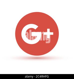 VORONEZH, RUSSIA - JANUARY 31, 2020: Google Plus logo orange round icon with shadow Stock Vector