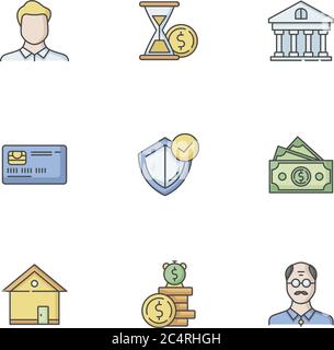 Insurance coverage RGB color icons set Stock Vector