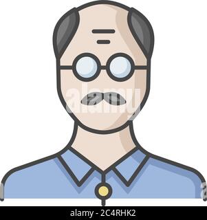 Senior man RGB color icon Stock Vector