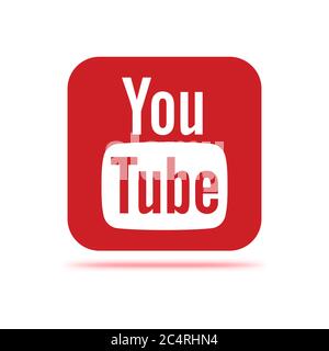 VORONEZH, RUSSIA - JANUARY 31, 2020: Youtube logo red square icon with shadow Stock Vector