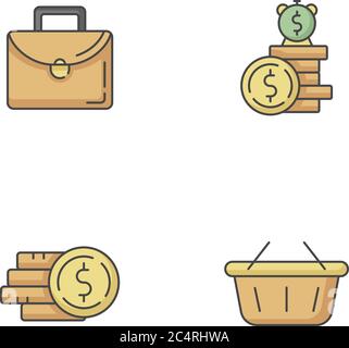 Money investment RGB color icons set Stock Vector