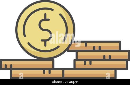 Stack of coins RGB color icon Stock Vector
