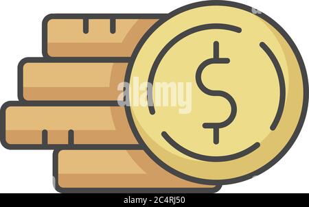 Pile of money RGB color icon Stock Vector