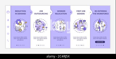 Unemployment causes onboarding vector template Stock Vector
