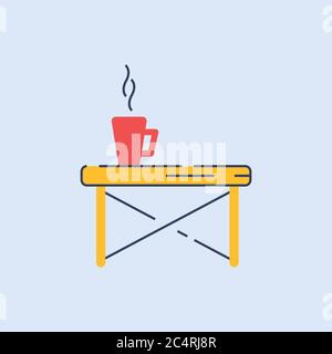 Coffee table semi flat RGB color vector illustration Stock Vector