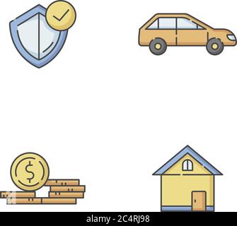 Insurance RGB color icons set Stock Vector