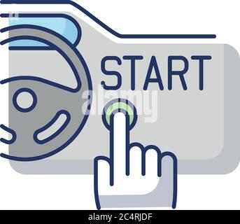 Keyless ignition technology RGB color icon Stock Vector