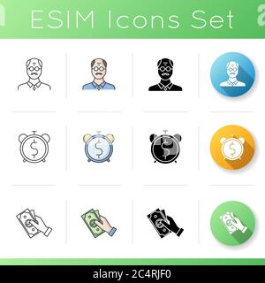 Pesion fund icons set Stock Vector
