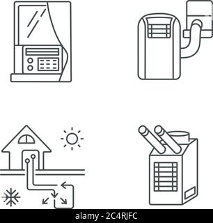 Home conditioning linear icons set Stock Vector