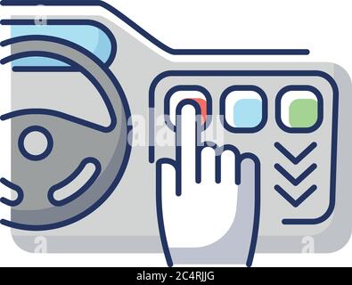 Car with touchscreen display RGB color icon Stock Vector