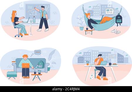 Business people semi flat vector illustration Stock Vector
