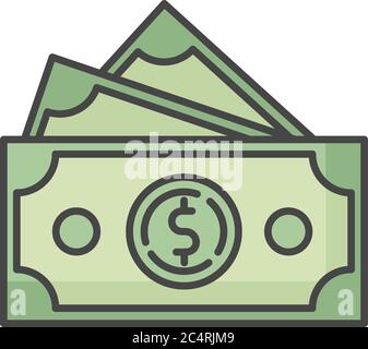 Dollar banknotes RGB color icon Stock Vector
