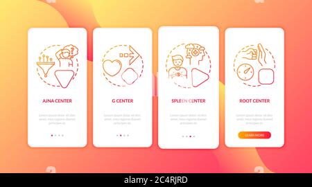 Energy channels type onboarding mobile app page screen with concepts Stock Vector