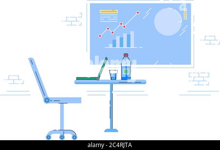 Business office semi flat RGB color vector illustration Stock Vector