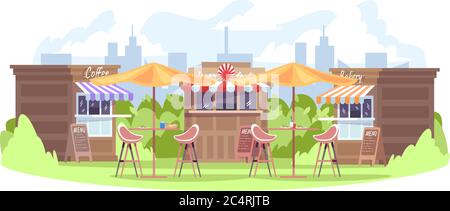 Food fest semi flat vector illustration Stock Vector