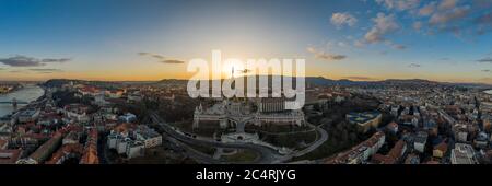 Aerial panorama drone shot of Fisherman's Bastion on Buda Hill in ...