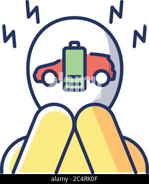 Range anxiety RGB color icon Stock Vector