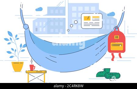Lounge zone semi flat RGB color vector illustration Stock Vector