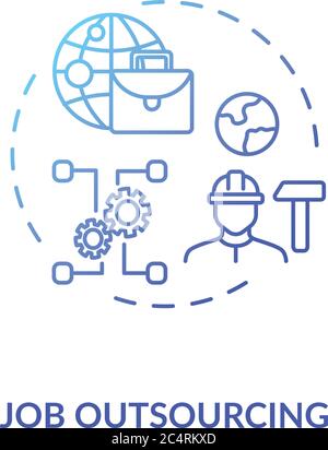 Job outsourcing blue gradient concept icon Stock Vector