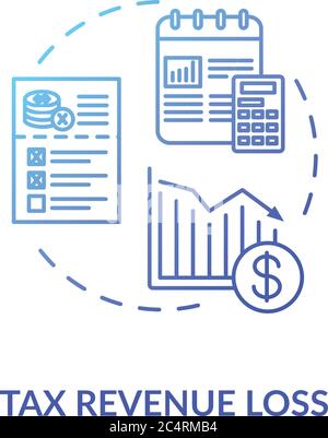 Tax revenue loss blue gradient concept icon Stock Vector