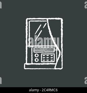 Window air conditioner chalk white icon on black background Stock Vector