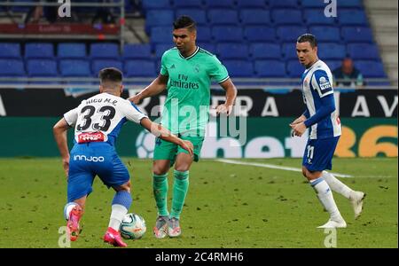 Barcelona, Spain. 28th June, 2020. Spanish La Liga soccer match Espanyol vs Real Madrid at RCDE Cornellà-El Prat Stadium, Barcelona, June 28, 2020 Casemiro La Liga/Cordon Press Credit: CORDON PRESS/Alamy Live News Stock Photo