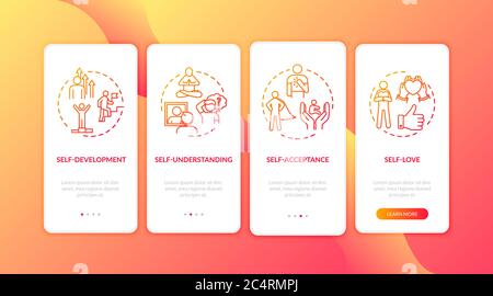 Mental health onboarding mobile app page screen with concepts Stock Vector