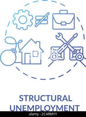 Structural unemployment blue gradient concept icon Stock Vector