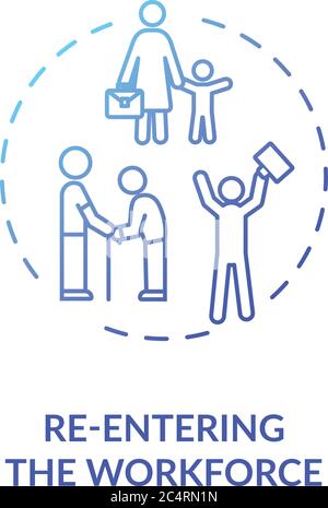 Re entering workforce blue gradient concept icon Stock Vector