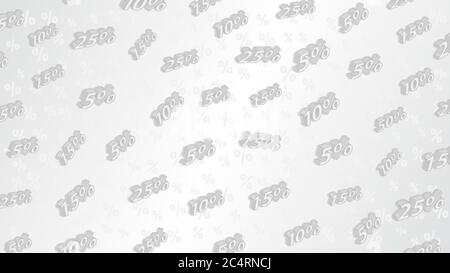 Sale and discount background with isometric inscriptions, in gray colors Stock Vector