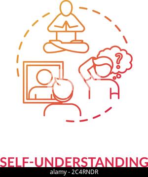 Self understanding red gradient concept icon Stock Vector