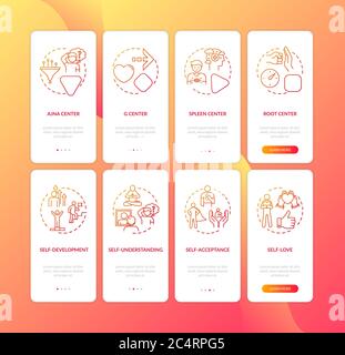 Self awareness onboarding mobile app page screen with concepts Stock Vector
