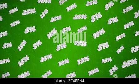 Sale and discount background with isometric inscriptions, white on green Stock Vector