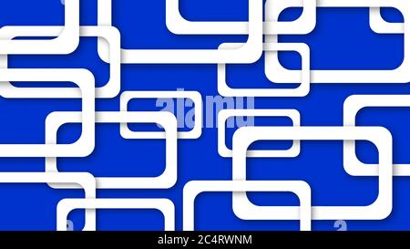 Abstract illustration of randomly arranged white rectangle frames with soft shadows on blue background Stock Vector