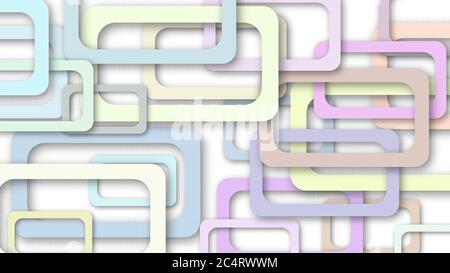 Abstract illustration of randomly arranged colored rectangle frames with soft shadows on white background Stock Vector
