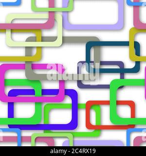 Abstract seamless pattern of randomly arranged colored rectangle frames with soft shadows on white background Stock Vector