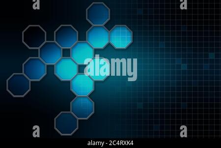 Hexagonal molecular structures in technology background ,3D rendering Stock Photo