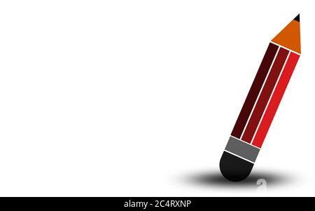 Red pencil isolated on white, 3D rendering Stock Photo