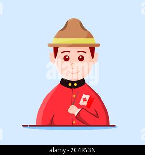 character canadian ranger holding flag - illustration greeting canada day Stock Vector