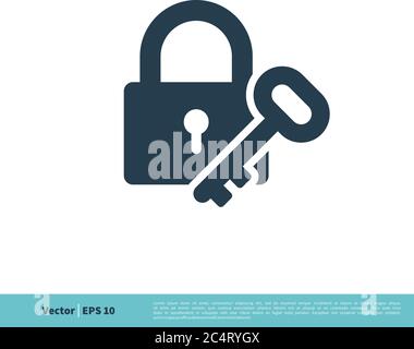 Padlock and Key Icon Vector Logo Template Illustration Design. Vector EPS 10. Stock Vector