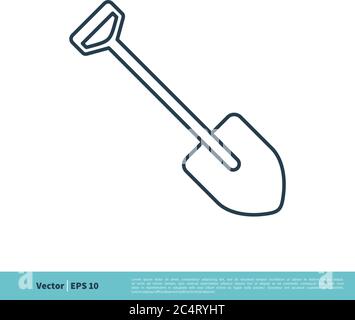 Shovel Line Art Icon Vector Logo Template Illustration Design. Vector EPS 10. Stock Vector