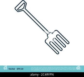 Rake Line Art Icon Vector Logo Template Illustration Design. Vector EPS 10. Stock Vector