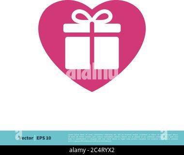 Love Heart and Gift Box Icon Vector Logo Template Illustration Design. Vector EPS 10. Stock Vector