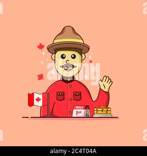 design character canadian ranger with pancake and flag canada Stock Vector