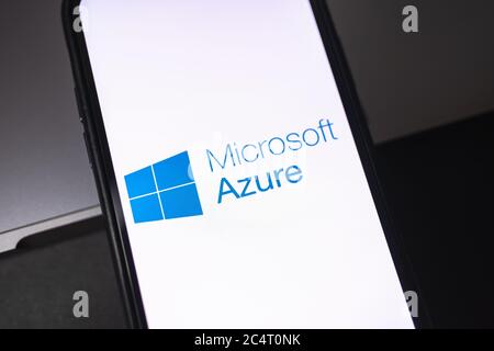 Microsoft Azure logo on smartphone screen. Stock Photo
